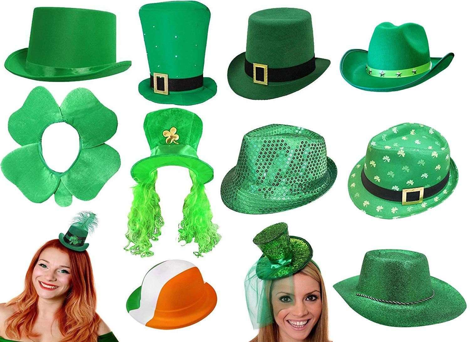 St Patrick's Day party hats in nine different styles!