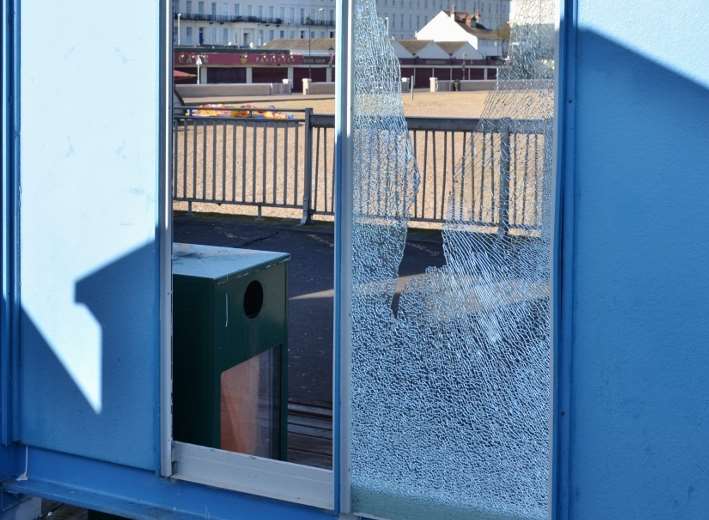 Windows smashed by vandals in Herne Bay. Pic: Michael McLaughlin