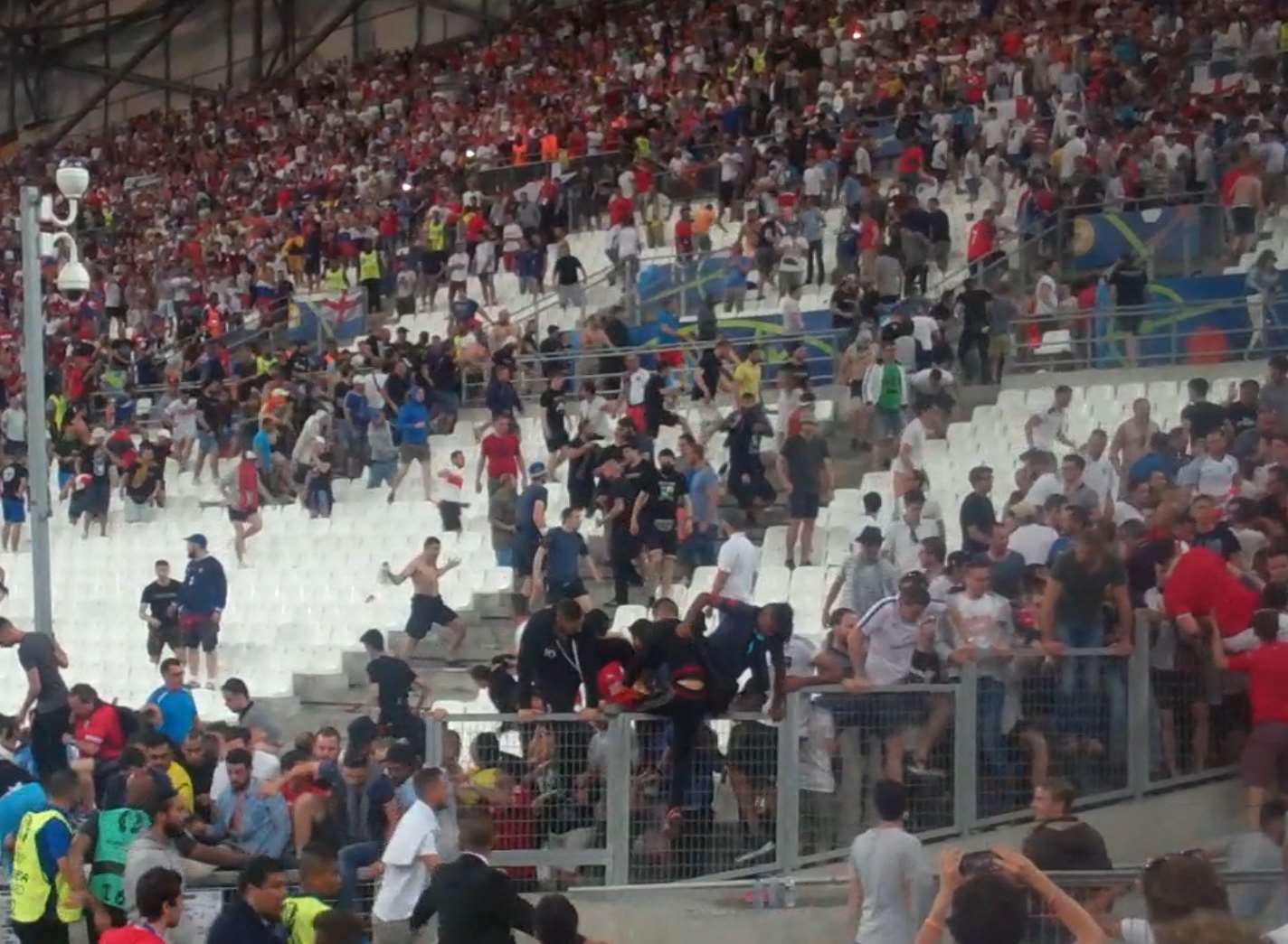 Russian fans attack England supporters. Picture: SWNS