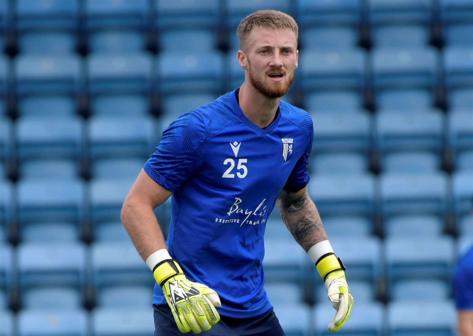 Keeper Jake Turner.Gillingham FC hold an open training session at the Priestfield stadium, allowing fans to watch from the Gordon Road stand.Gillingham FC, Priestfield stadium, Redfern Ave, Gillingham.Picture: Barry Goodwin