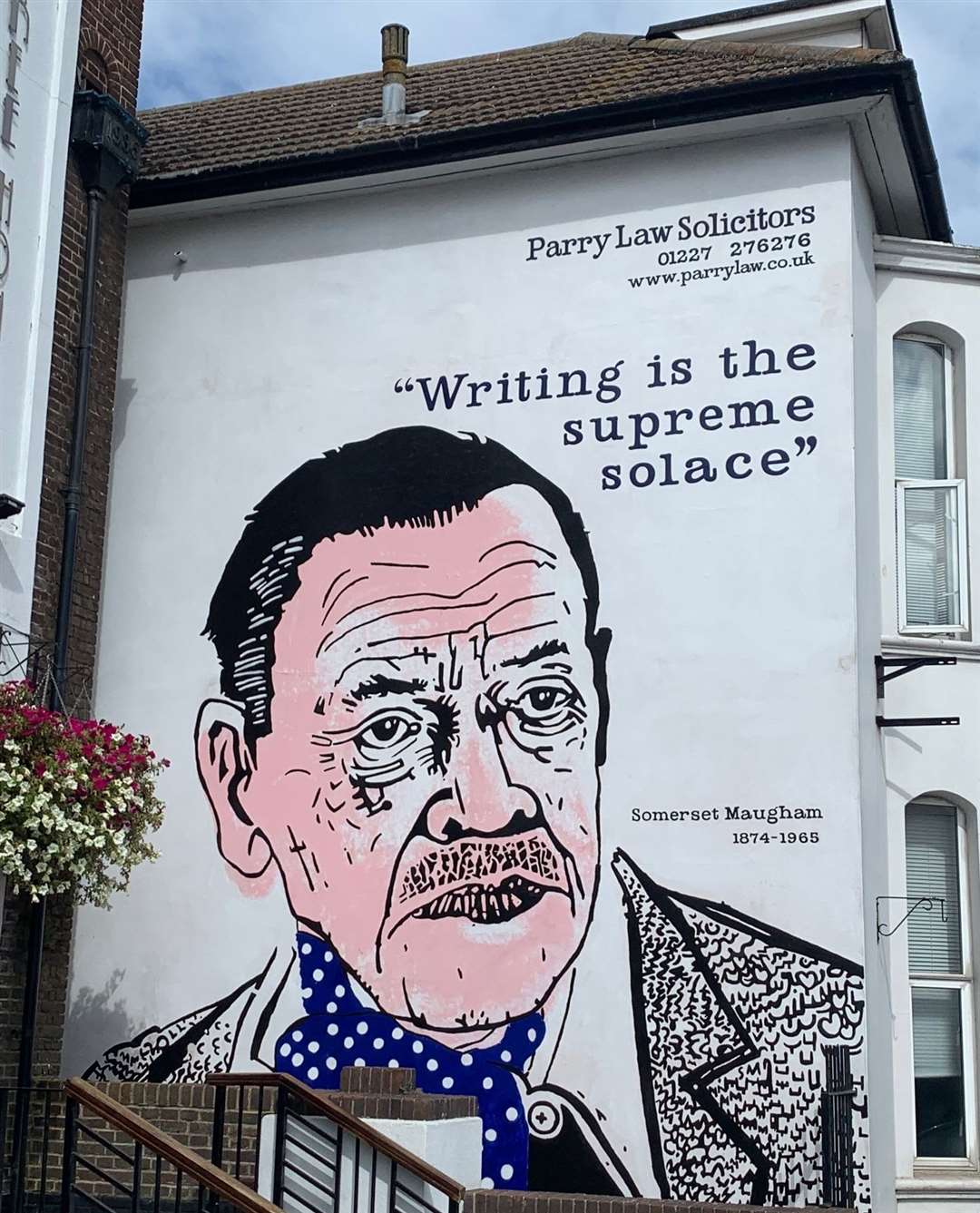 The mural of Somerset Maugham in Whitstable, painted by Ben Dickson