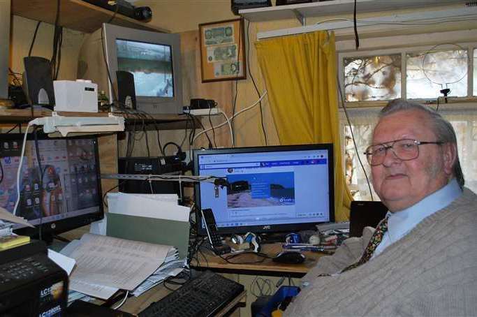 Cllr Ken Ingleton tackling Zoom calls on his computer at his home in Minster on the Isle of Sheppey when he was Swale mayor