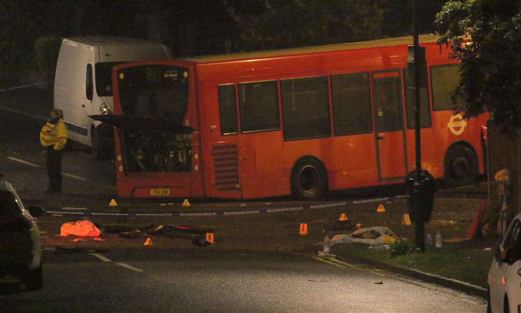 One person has been killed and 15 injured in a crash between two buses and a car in Orpington. Picture: UKNIP