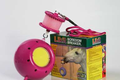 The Boredom Breaker for Horses and Ponies, designed to be used in conjunction with Likit and Little Likit treats, priced £22.50