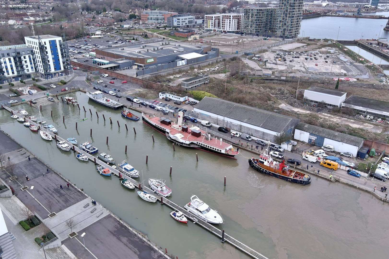 The Medway Queen is home Picture: Geoff Watkins - Aerial Imaging South East