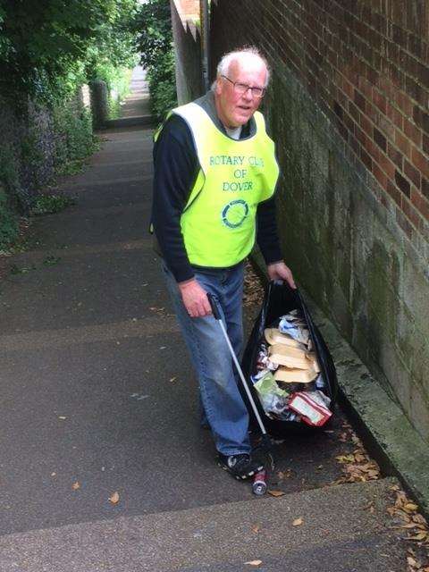 Peter Sherred in a previous litter pick, last year