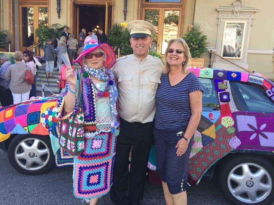Pat Wilson, pictured with Jill Burford, has supported the charity before when she created a knitted car in a challenge to Monte Carlo