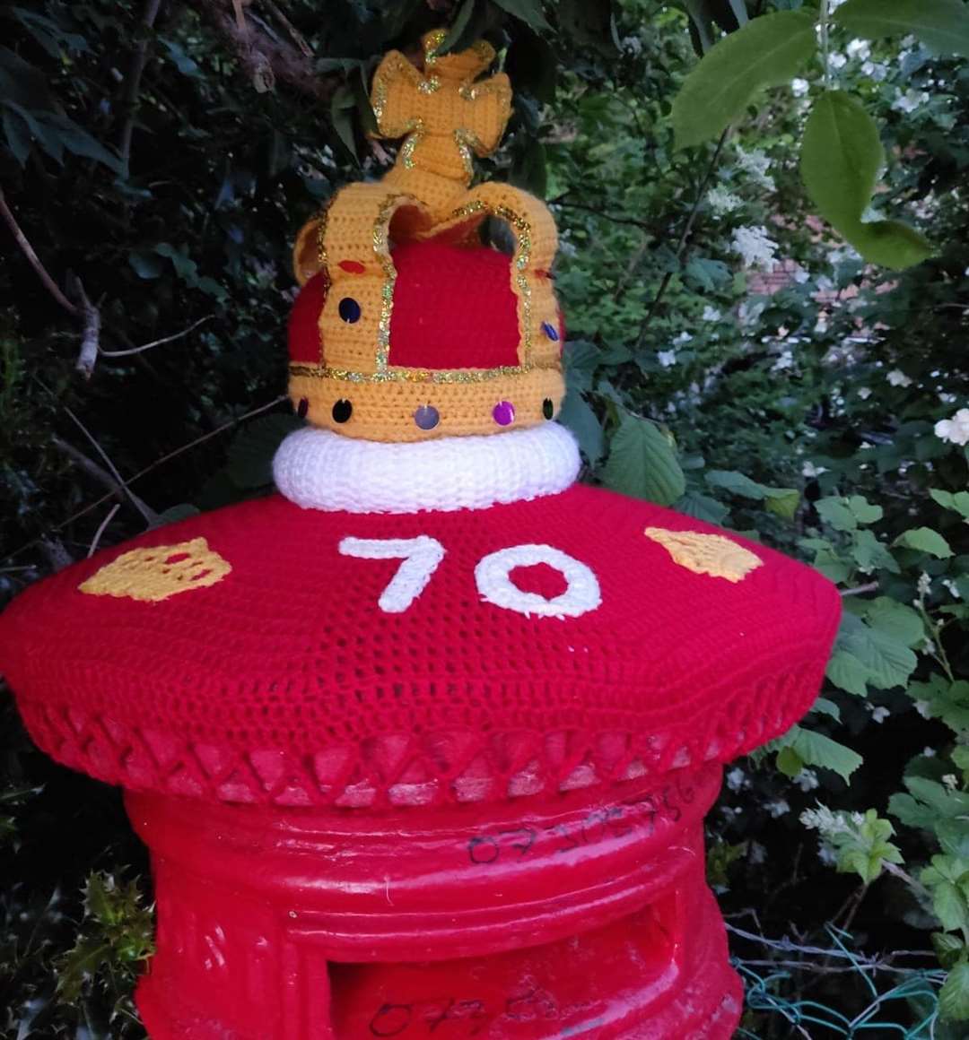 A Jubilee post box topper made by Cheryl Higgins was stolen and set on fire