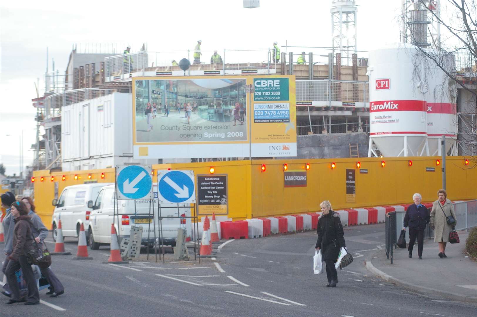 Work underway building the County Square extension in 2007