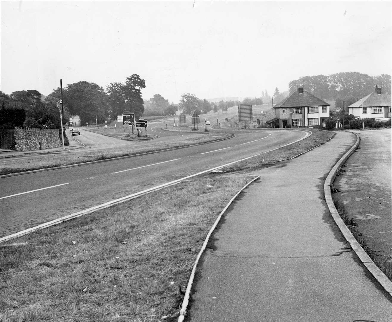 The original bypass terminated at Hythe Road, Willesborough in this picture from September 1973. Picture: Steve Salter