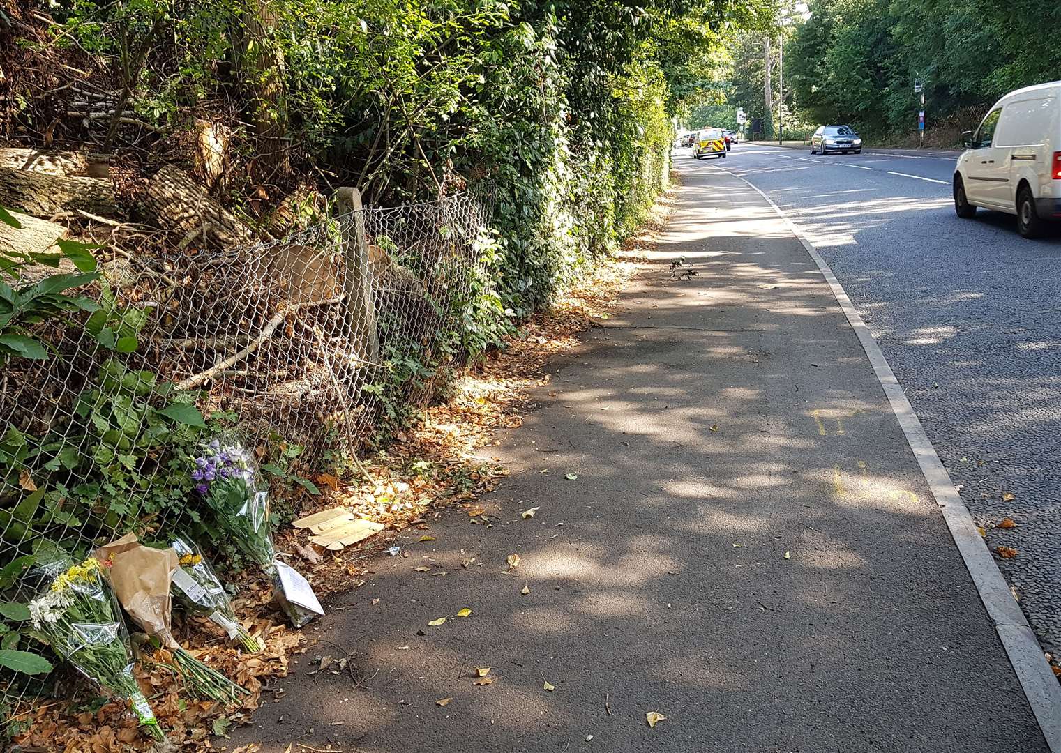 Floral tributes were left at the spot where Anthony Gower died on Pembury Road in Tonbridge