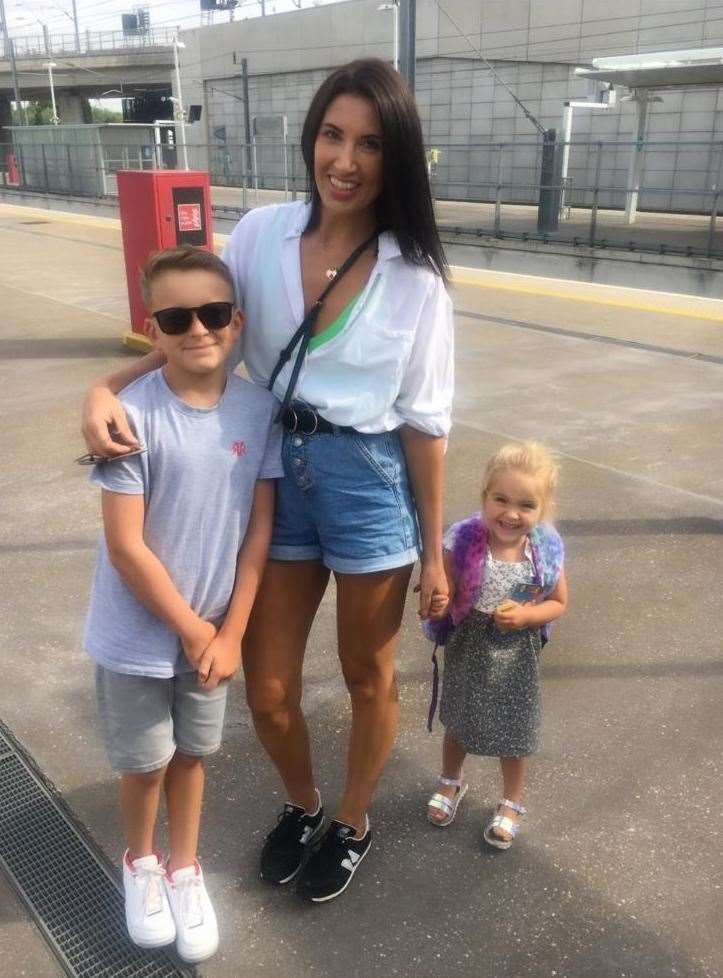 Samantha Campbell with her son Ethan, 10 and daugher Freya, three