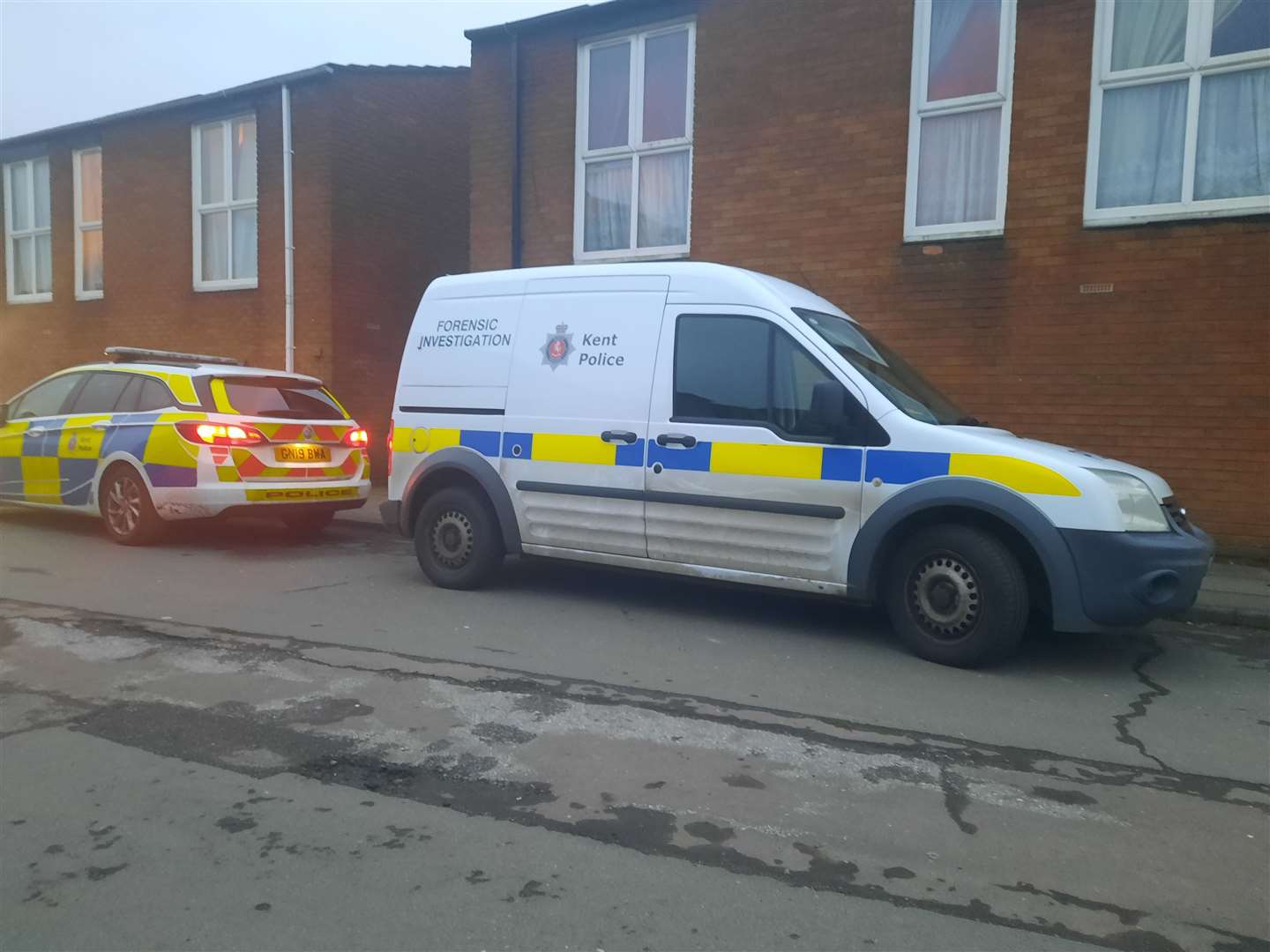 Forensics teams at the scene in Long Acre Close