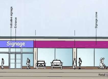 Artist's impression of the proposed shops at Aspen Drive, Minster