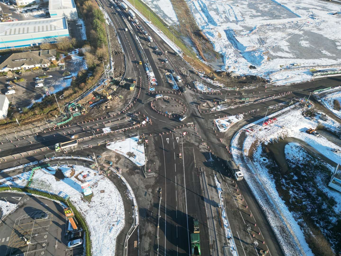 National Highways says cold weather has delayed the scheme; this photo was taken in December when a temporary roundabout remained in place. Picture: Barry Goodwin
