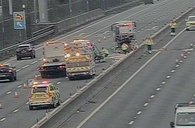 The incident happened on the London-bound carriageway of the M20. Picture: National Highways