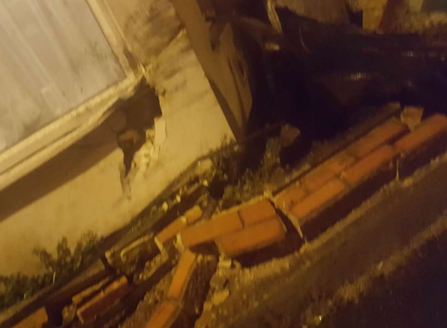 The car hit a nearby house