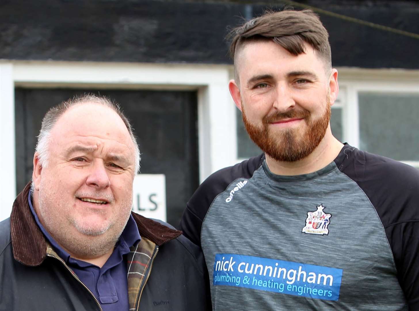 Deal striker Connor Coyne with the leader of Dover District Council, Cllr Kevin Mills, on his last appearance for the club after more than 300 appearances and 116 goals. Picture: Paul Willmott