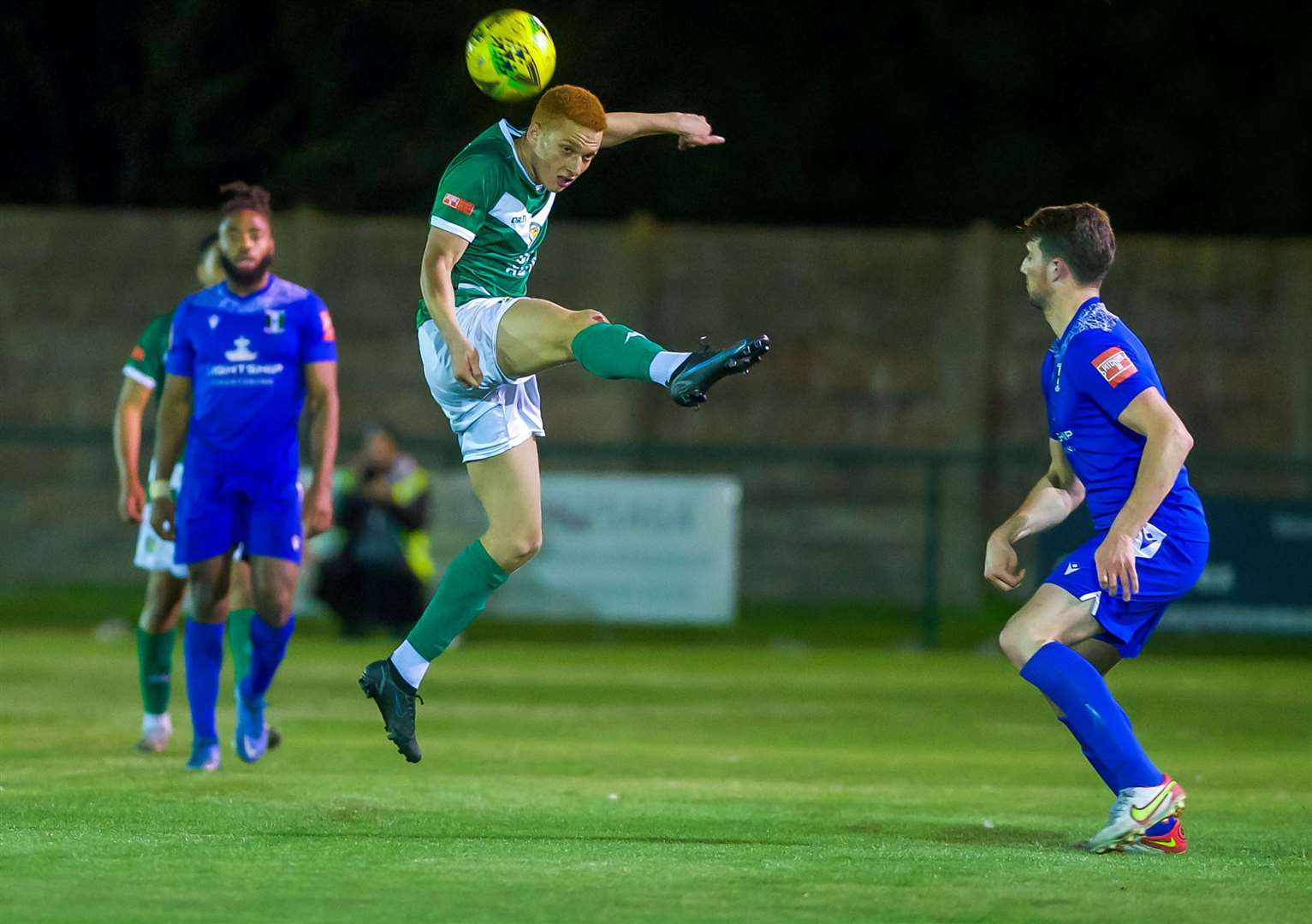 Tashi-Jay Kwayie hits the heights during Ashford's play-off win over Cray Valley Picture: Ian Scammell
