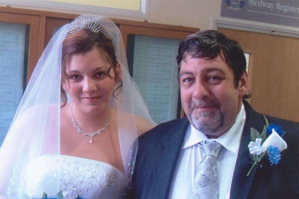 Melissa Crook and her father Mark, who also died after the fire, on her wedding day