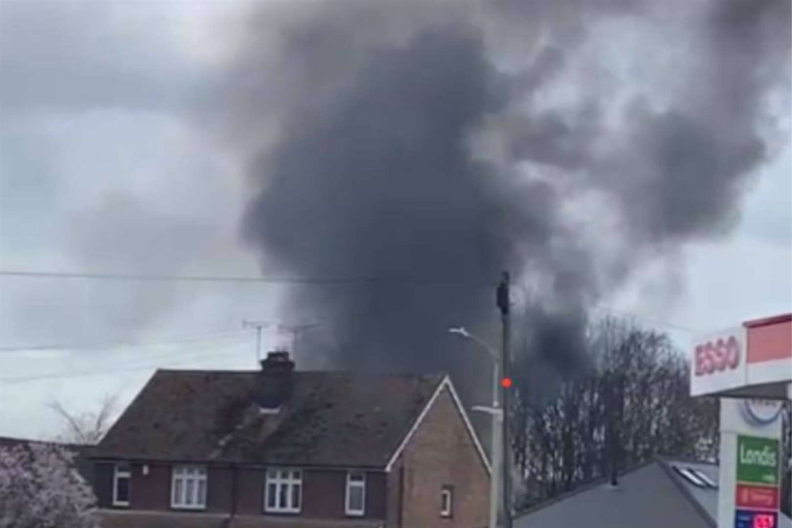 A large plume of smoke seen in Hythe Road