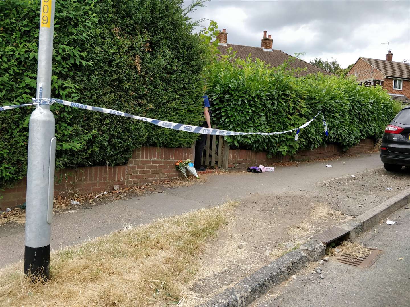 Police at the scene of the stabbing in Sherwood Road, Tunbridge Wells
