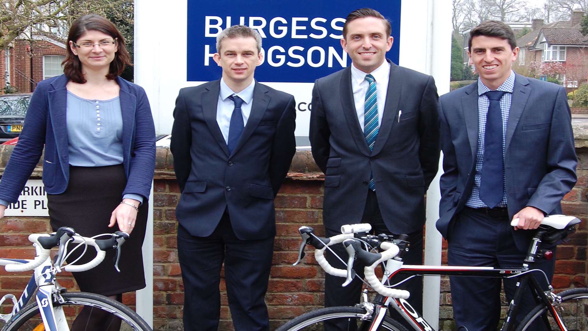 The Burgess Hodgson team taking part in the KM Big Bike Ride on Sunday, April 26 includes Ida Woodger, Tom Saltmer, Matthew Sutton (partner at the firm) and Alex Baker.