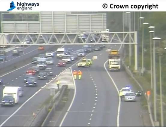 Queues stretched back three miles after the crash. Picture: Highways England