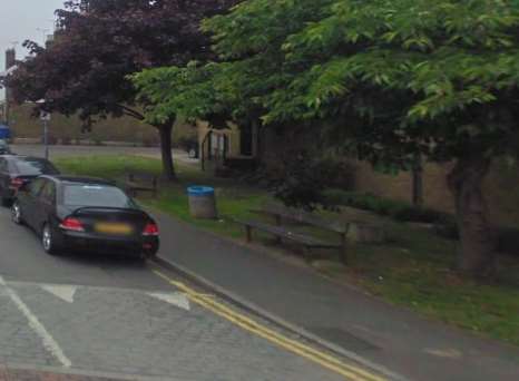 The bench on the right in West Lane, Sittingbourne, has now been taken away. Picture: Google Streetview
