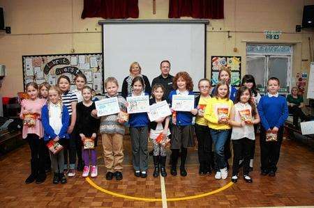 Presentation by Shurland Hotel staff to school pupils who have won a Mother's Day competition