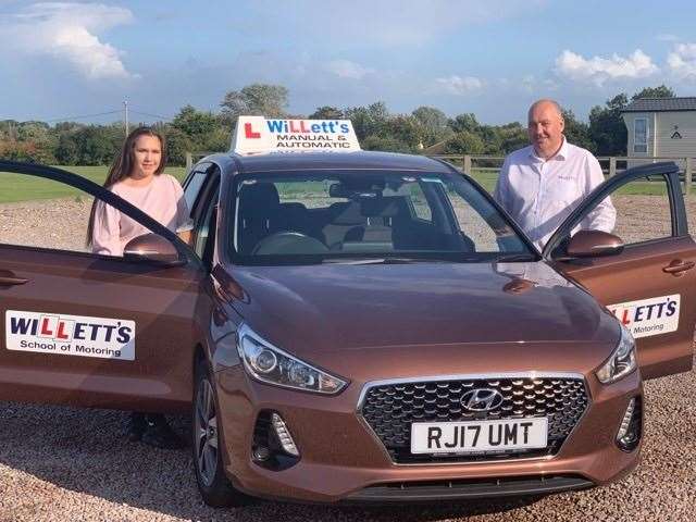 Mia Cuddington, 17, with driving instructor Darren Willett of Willet's School of Motoring in Sheerness