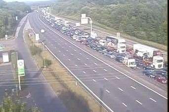 Traffic being held on M25. Picture: National Highways