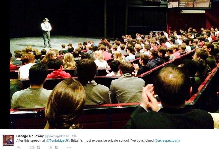 The MP tweeted this image after speaking at the event. Picture: @GeorgeGalloway