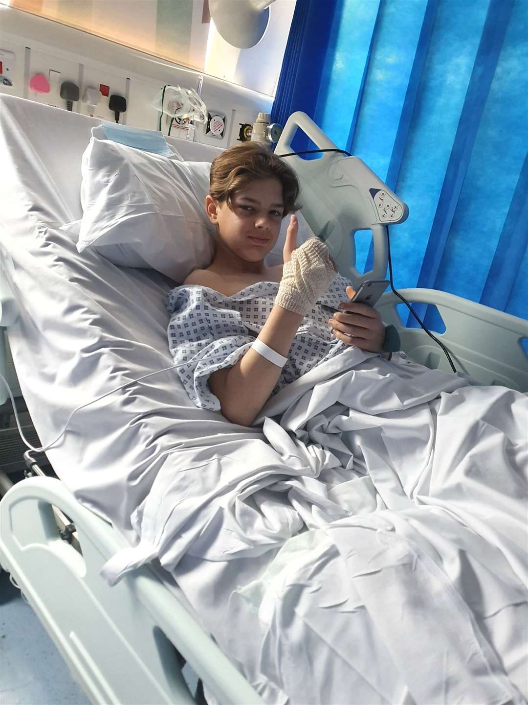 Harvey Georgiades, 13, in hospital after being hit by a car at Thistle Hill, Minster in May 2021