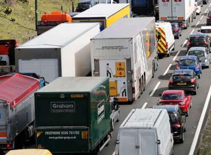 Traffic is queuing on the M20 after an accident between junctions 10 and nine
