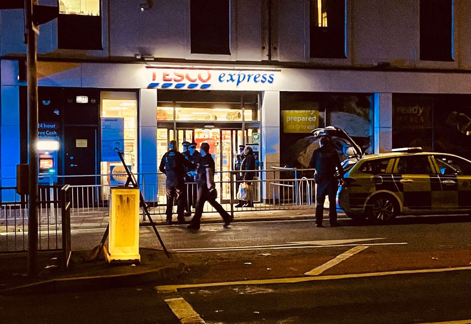 Police in New Dover Road, Canterbury, on the night of the incident. Picture: Oli Picton
