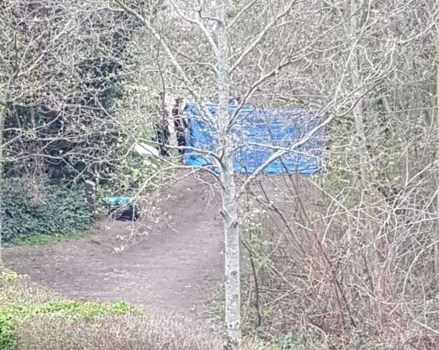 The police tent has been raised at Leybourne Lakes