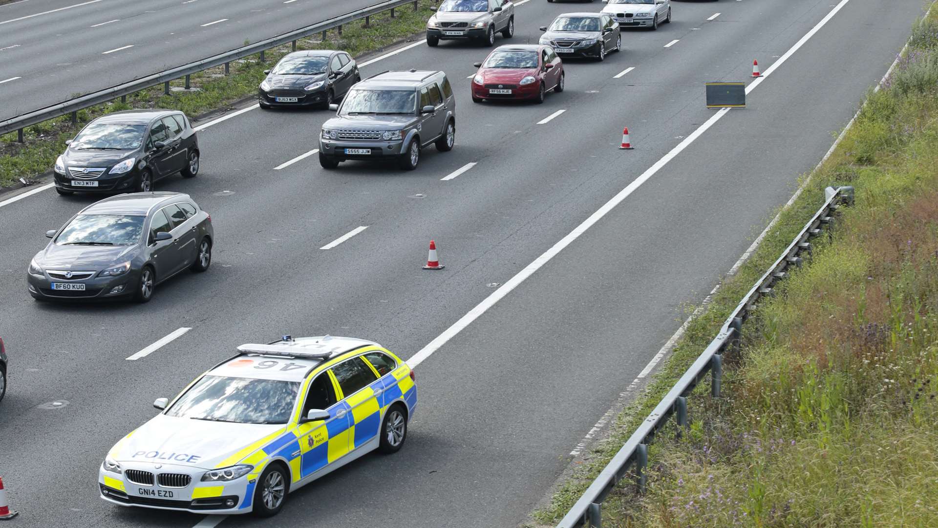 One lane is blocked on the M20. File picture