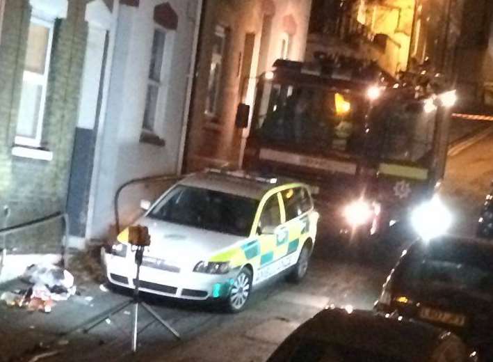 A paramedic car crashed into the house in Southill Road.