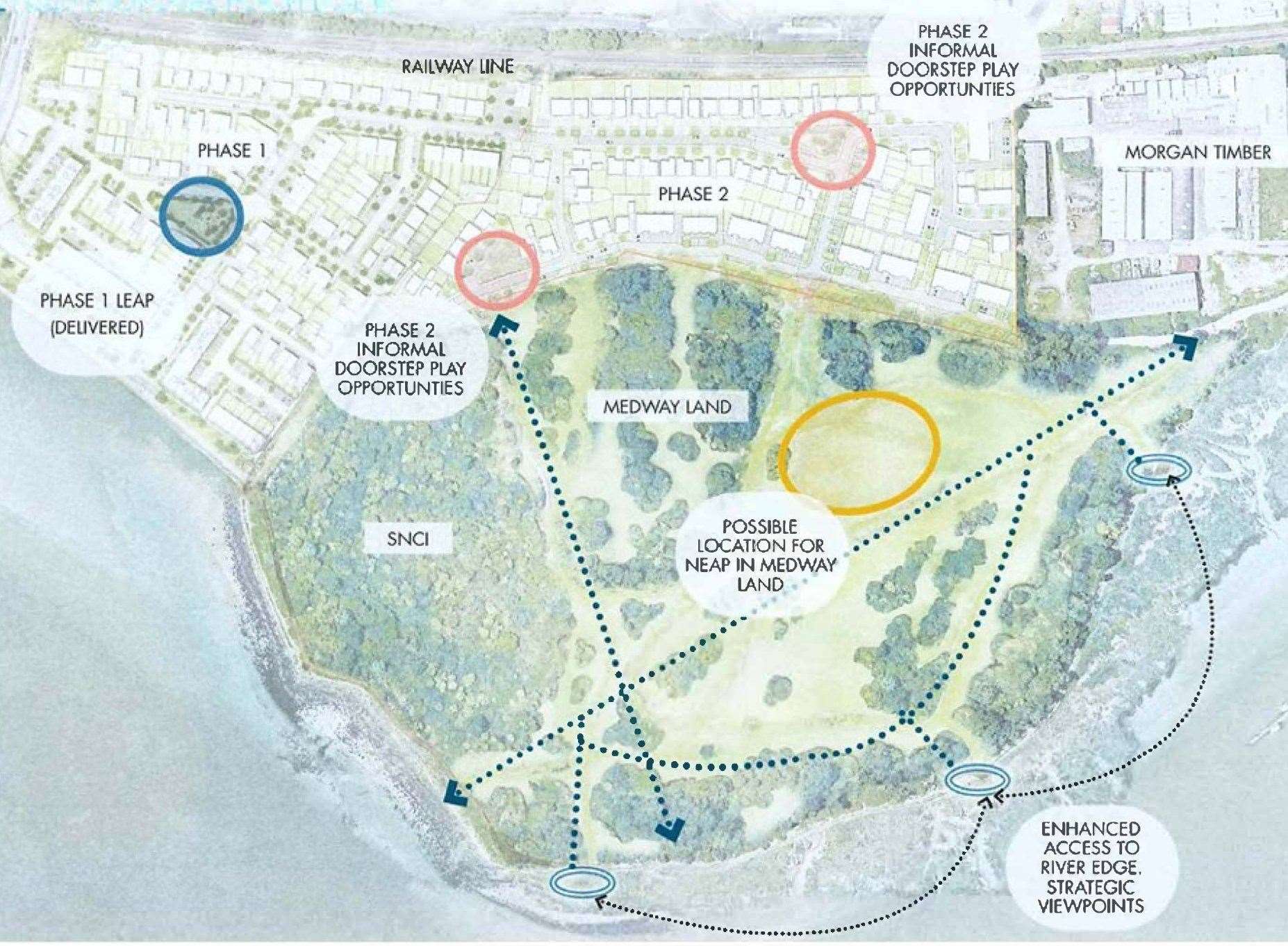 A map showing where the new park will be on Strood's riverside