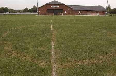The damaged pitch. Picture: JOHN WARDLEY