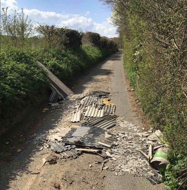 School Lane in Swanley has been closed for up to a week to clear the flytipping. Photo: @KentHighways
