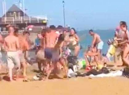 A fight broke out at Viking Bay in Broadstairs on Bank Holiday Monday