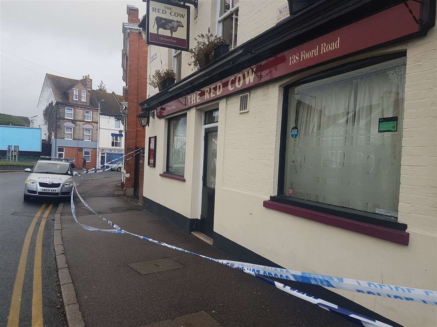 The pub was taped off after the shooting