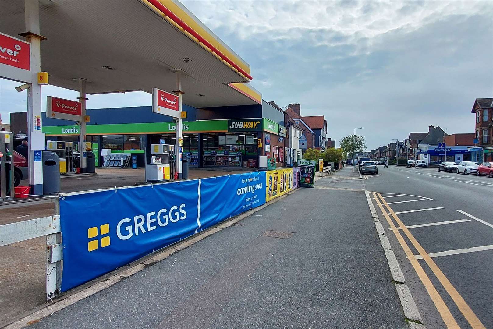 Signs advertising Greggs arrival have been erected