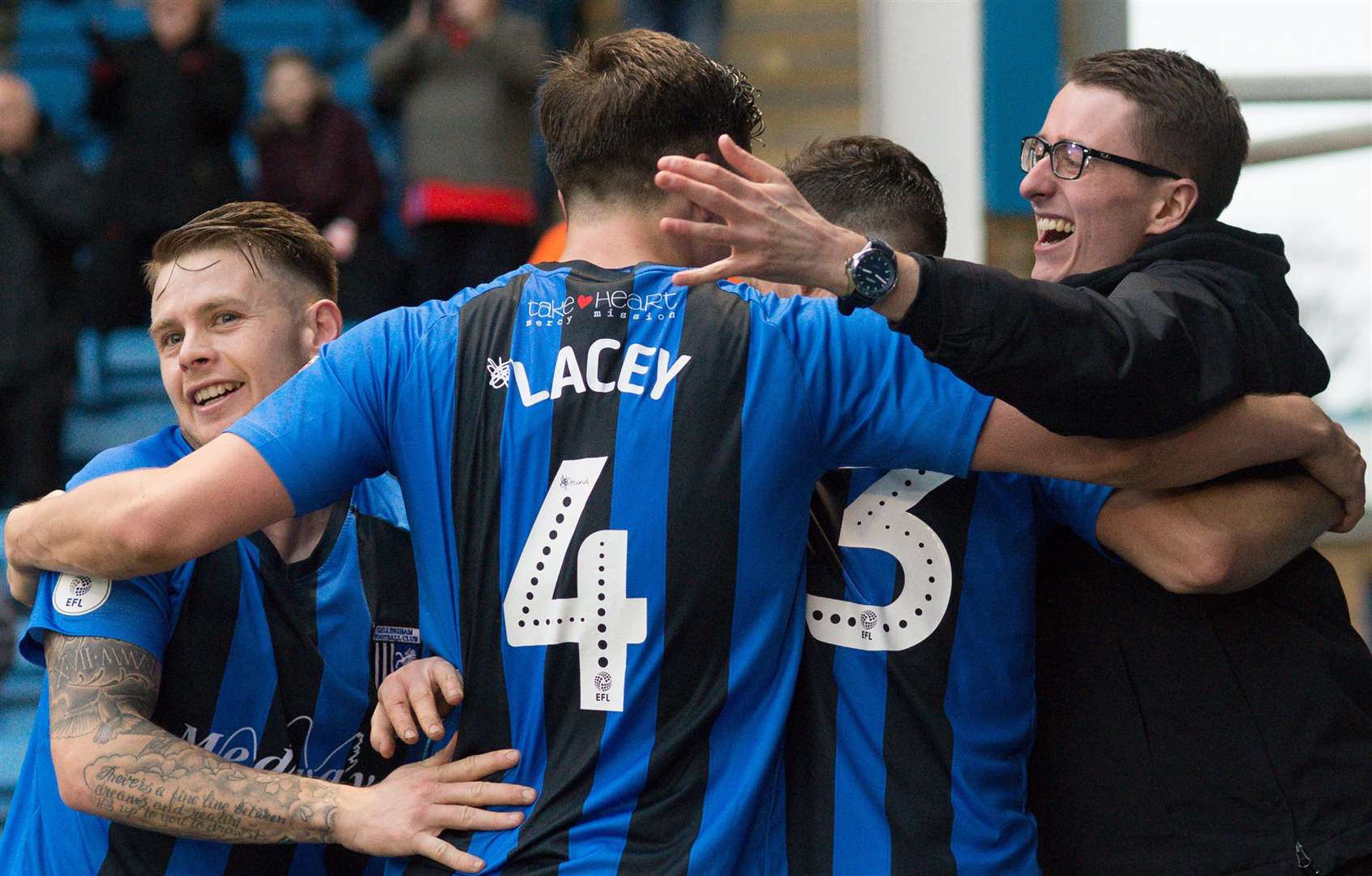 Gillingham celebrate after going 2-0 up. Picture: Ady Kerry