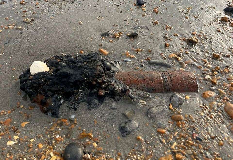 The potential bomb was buried underneath the sand on Sandwich Bay