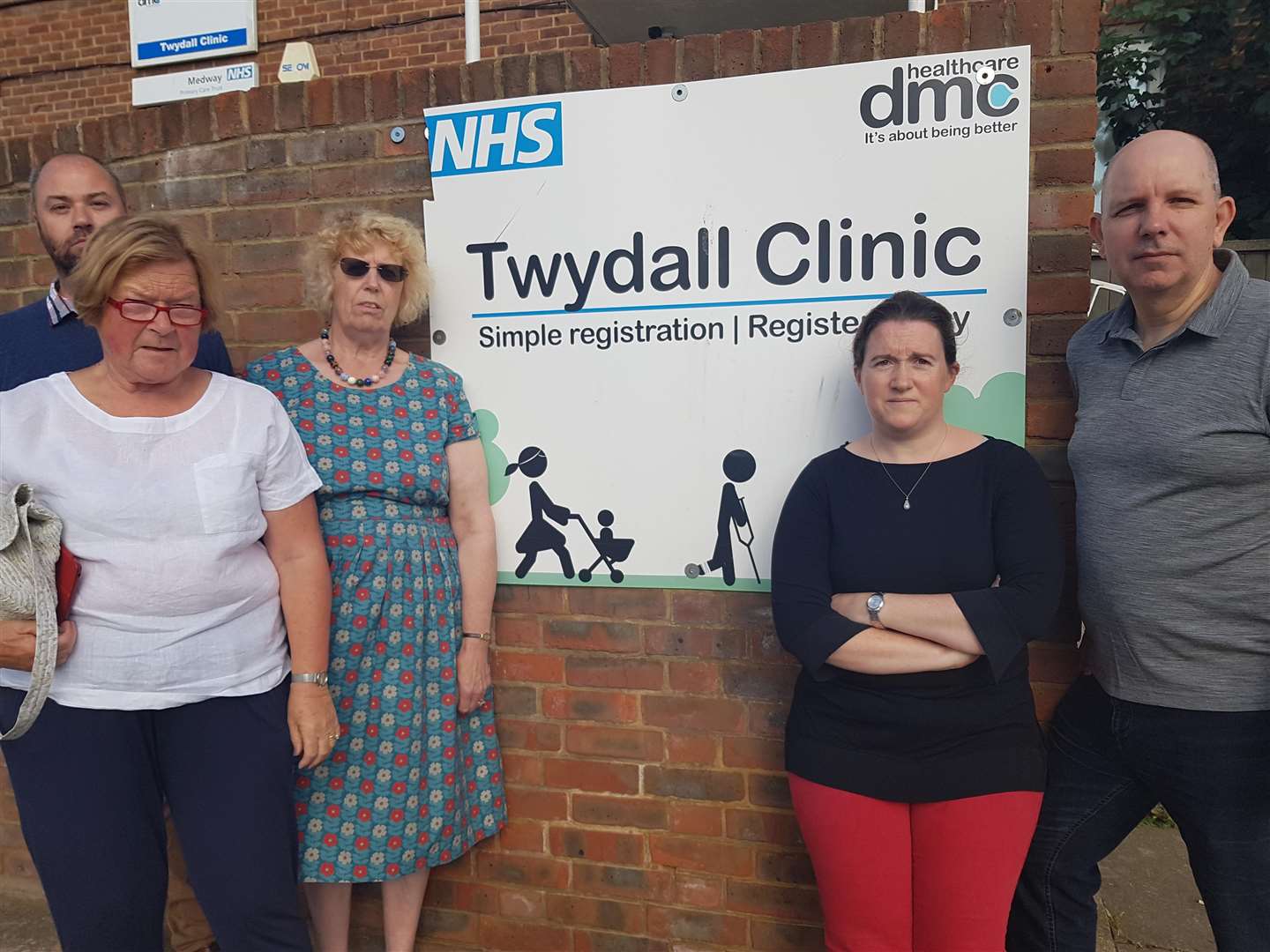 Campaigners against the closure of Twydall DMC Surgery, from left, campaigner Mark Prenter, Twydall Ward Cllr Dorte Gilry, campaigner Hazel Browne, Twydall ward councillors Anne-Clare Howard and Glyn Griffiths, (3497613)