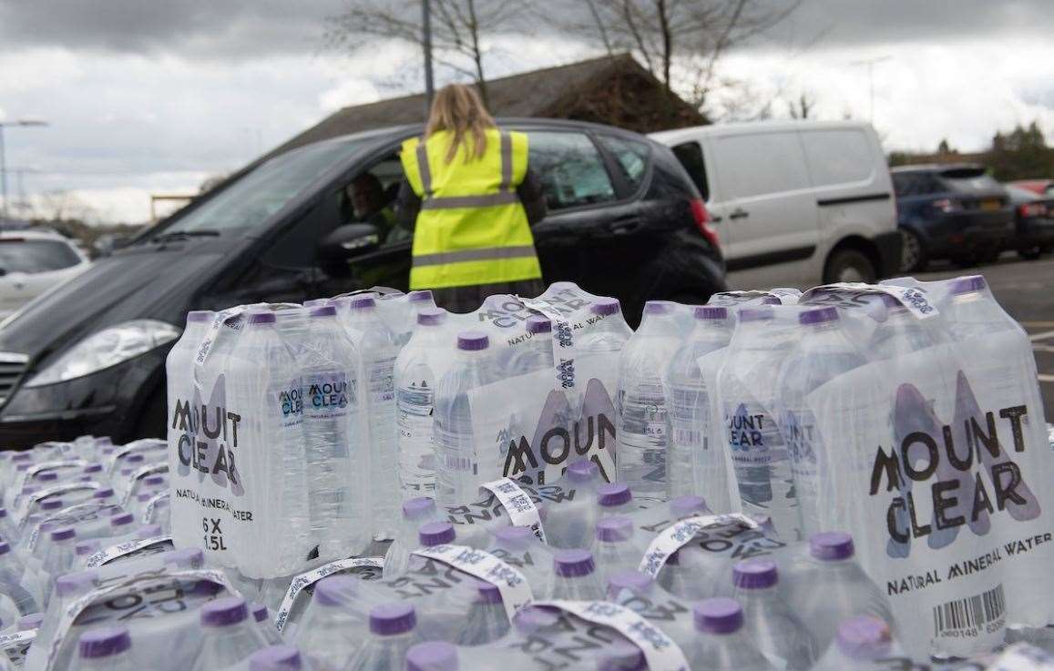 Water bottles have been handed out at St John's Church, Hildenborough. Picture: South East Water (7709044)