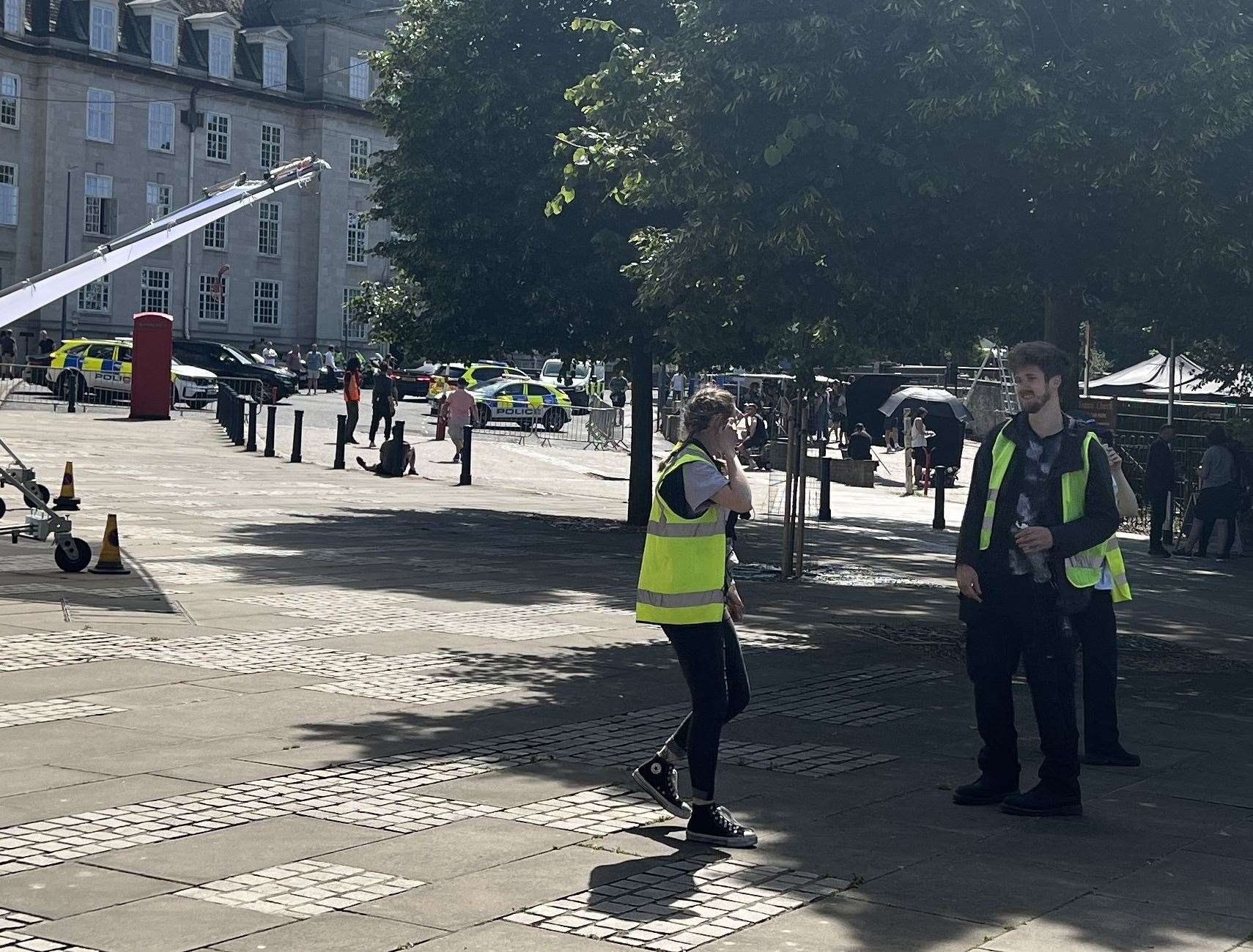 Crews were seen at County Hall in Maidstone for filming